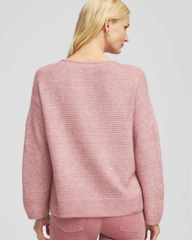 Tonal Embroidered Boatneck Pullover Sweater - image 3